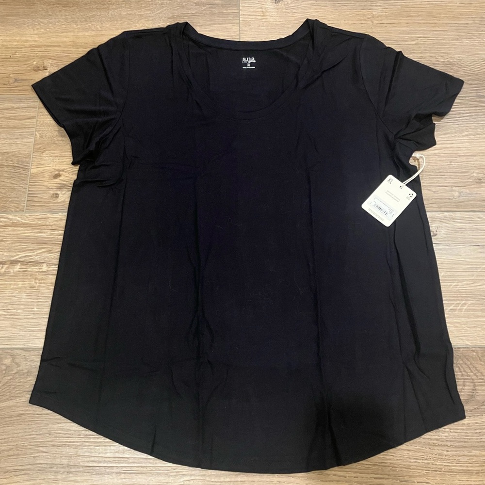 NWT A.n.a Women’s Scoop Neck Short Sleeve T-Shirt, Black, XL - Picture 5 of 11